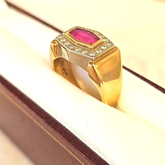 Pink Sapphire and Diamond Ladies Ring - Size 6 - Picture 2 of 10